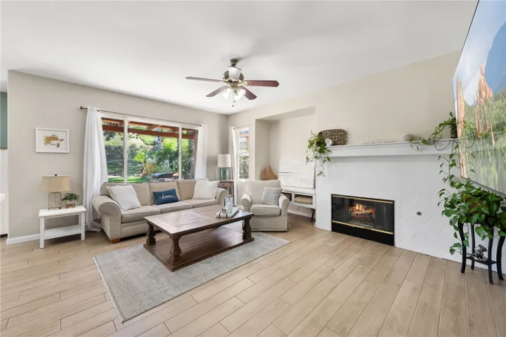 Family room with firepace