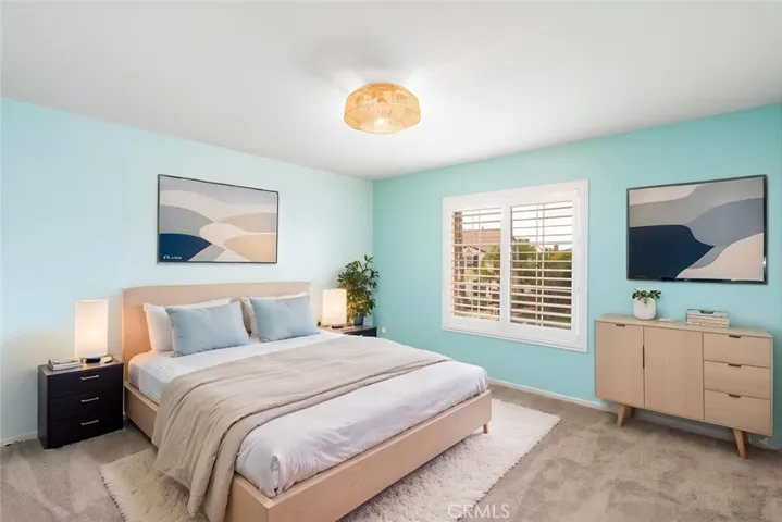 Virtual staging. Upstairs Bedroom 4. Connects to Jack and Jill bathroom 3