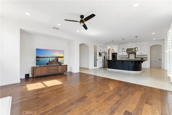 Open family room to kitchen
