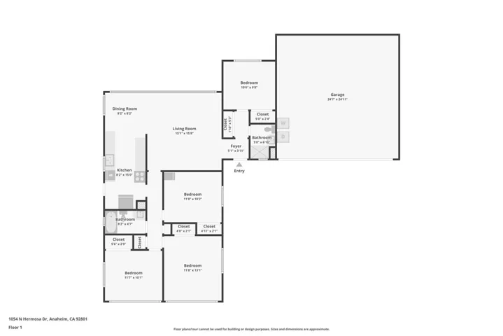 2D Floor Plan- 1054 N Hermosa Anaheim Ca 92801