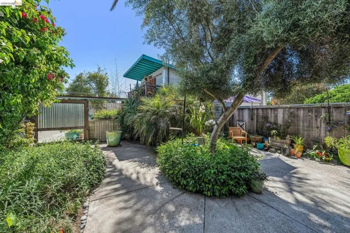View of fenced backyard