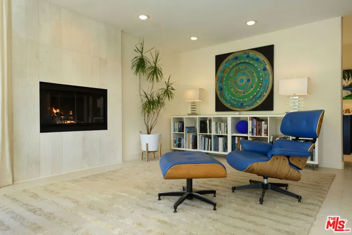 Cozy fireplace in open concept