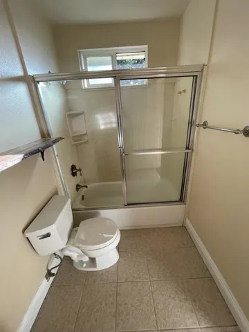 Shower doors have been removed.