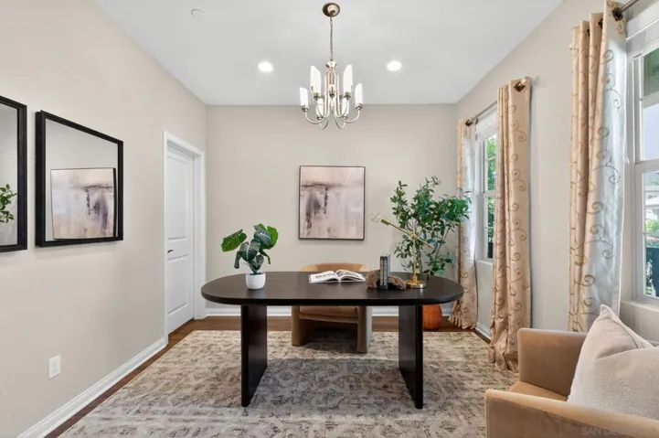 Light and bright office welcomes you off the entry.