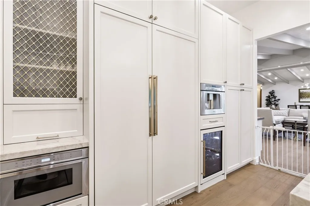 Built-in Thermadore Fridge & Freezers, wine fridge, and space for microwave drawer and coffee machine (both not included)