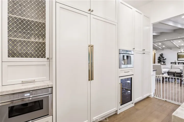 Built-in Thermadore Fridge & Freezers, wine fridge, and space for microwave drawer and coffee machine (both not included)