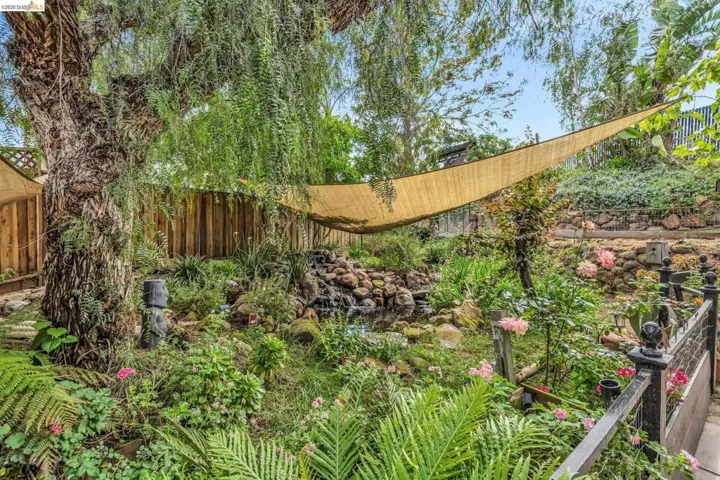 View of fenced backyard