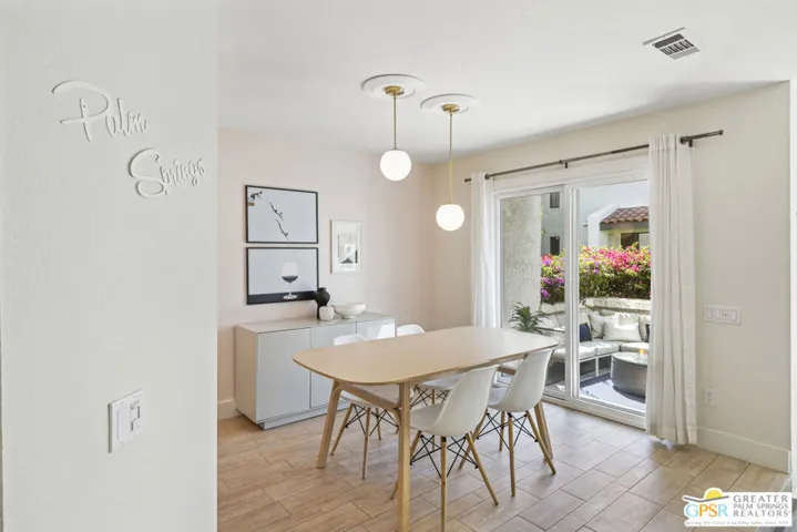 Dining with back patio access