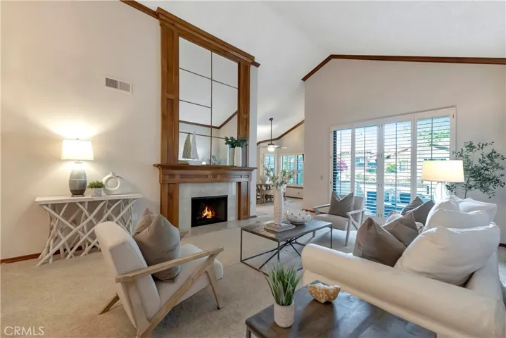 DRAMATIC WOOD FRAMED FIREPLACE