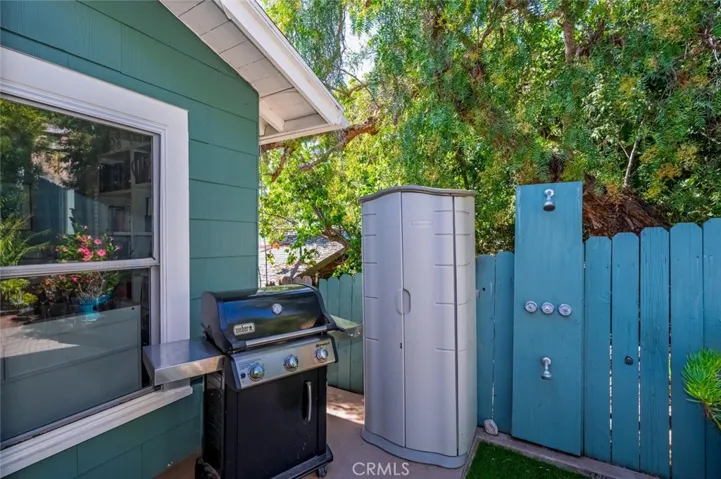 Outdoor shower in the back yard.