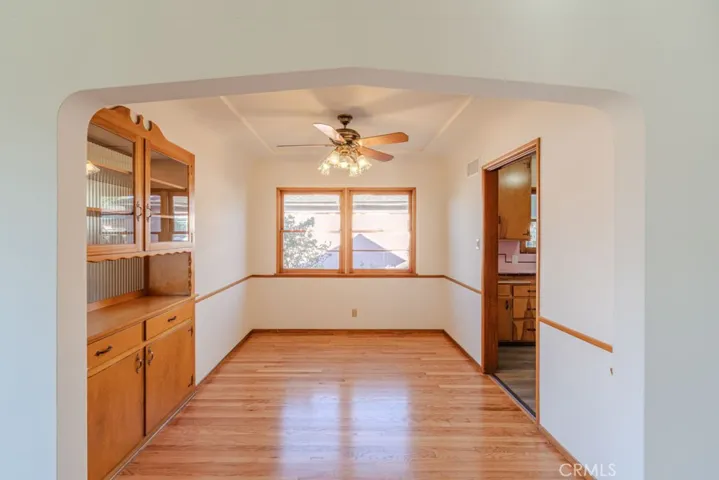 Arched ceiling entry to dining room