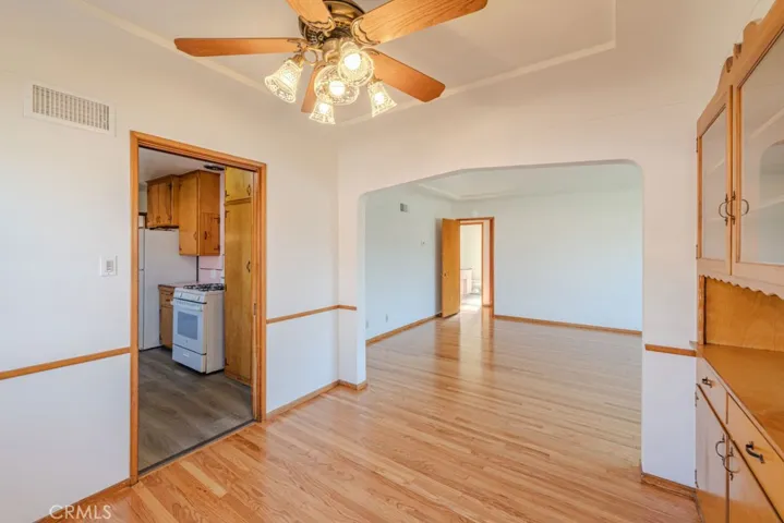 Dining room with view to kitchen