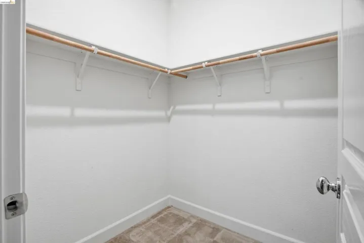 Walk in closet with light carpet