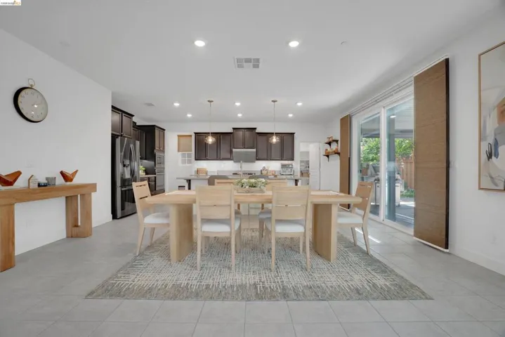 Dining room with recessed lighting