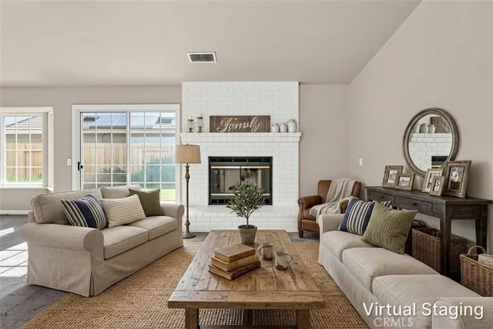 living room virtually staged
