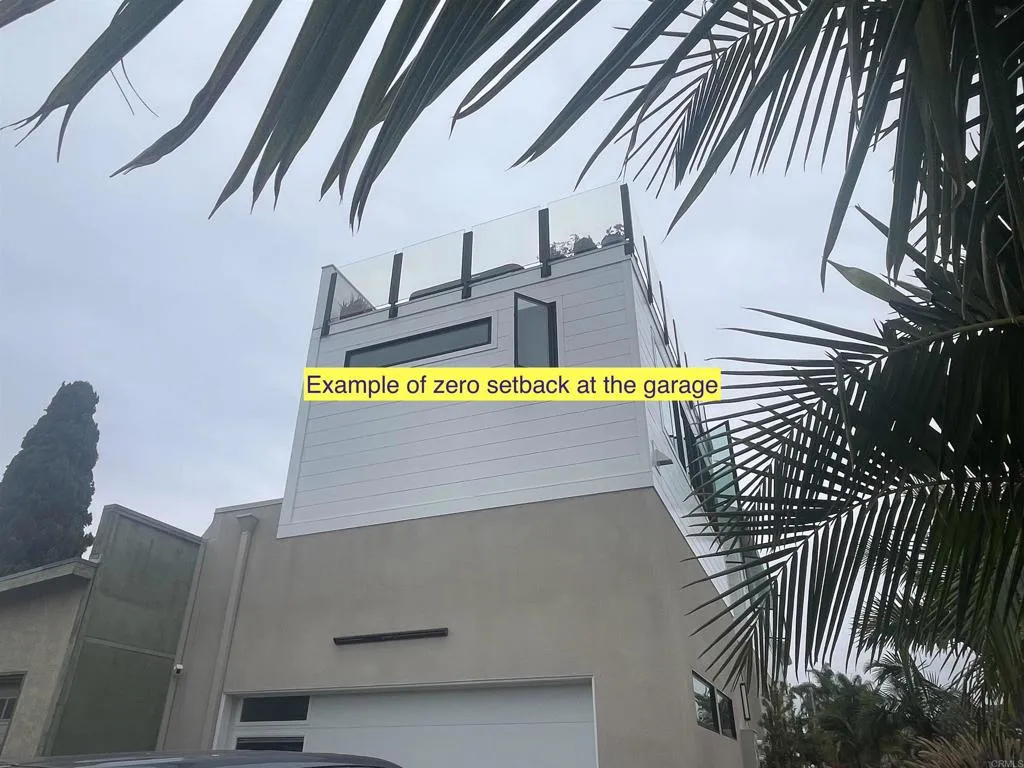 Example of zero setback to allow 2 car garage