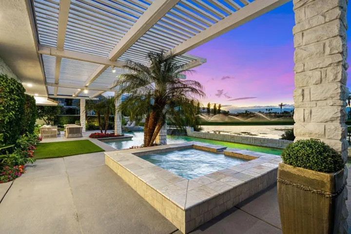 Backyard views at twilight