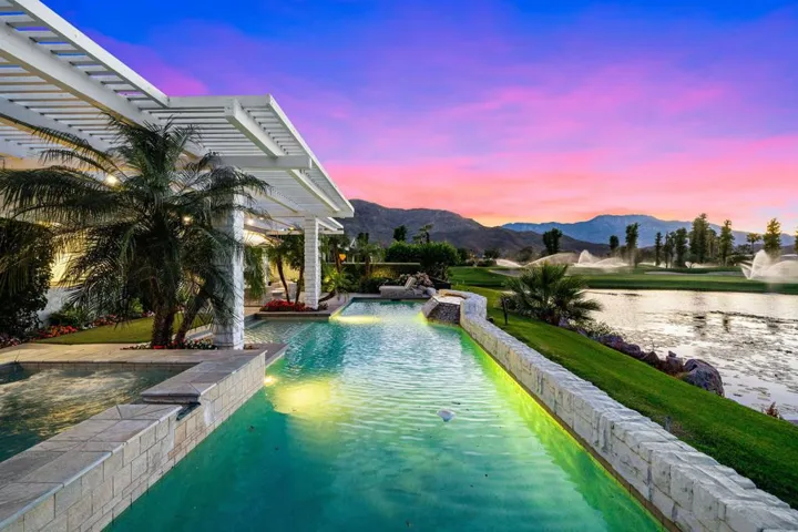 Backyard views at twilight