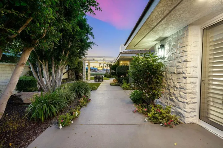 Front entry at twilight