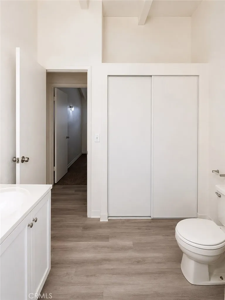 Bathroom has large closet