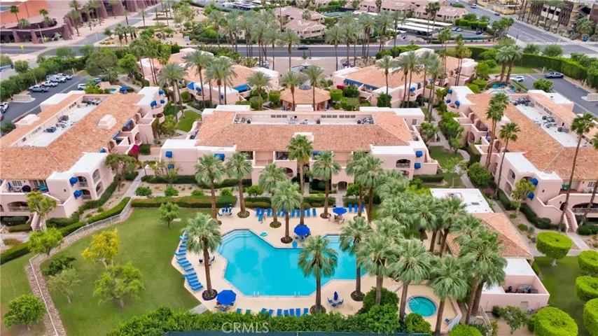 Drone shot of Main Pool and Hot Tub