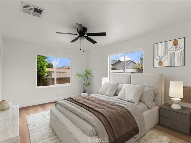 Master bedroom virtually staged bedroom 1