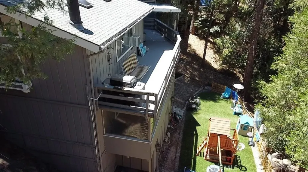 Drone shot showing the back of the house