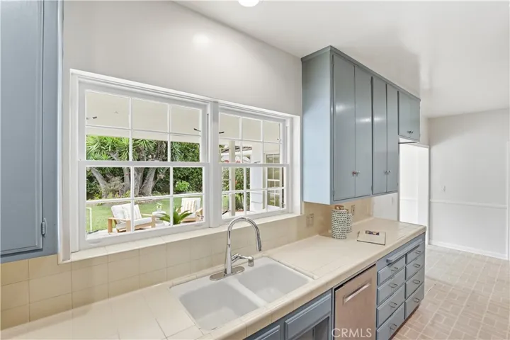 Kitchen window view to backyard.