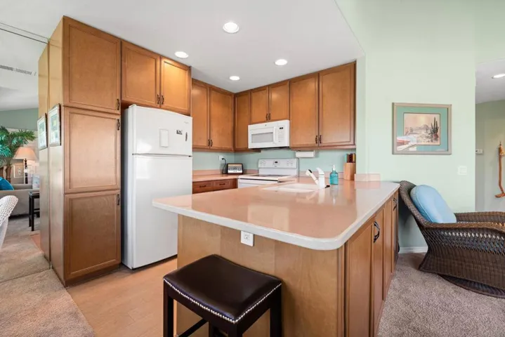Upgraded kitchen open to the living area