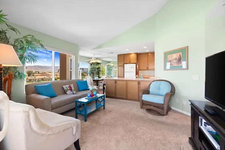 Upgraded kitchen open to the living area
