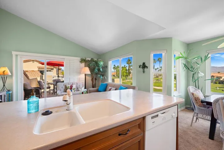 Upgraded kitchen open to the living area