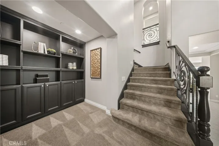 Library area at stair landing.