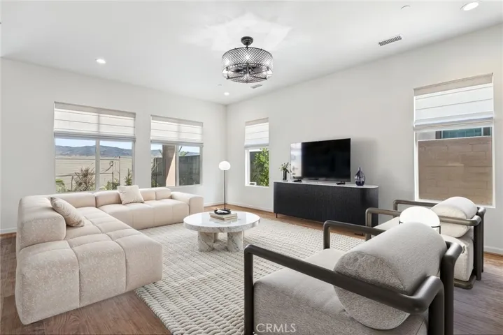 after: simplified vision. replace, remove, new look. change out the light fixture and complete new feel to the space. digitally enhanced.