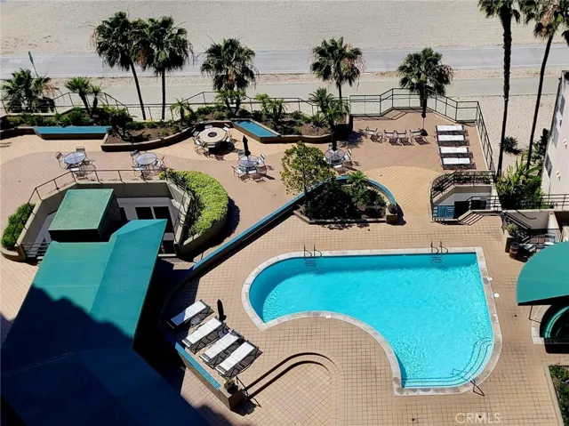 Pool area looking down from unit balcony