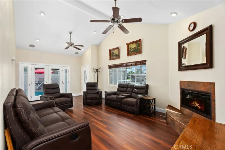 Fireplace in family room.