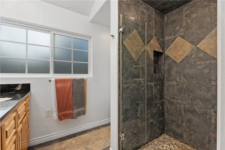 Primary remodeled bathroom.