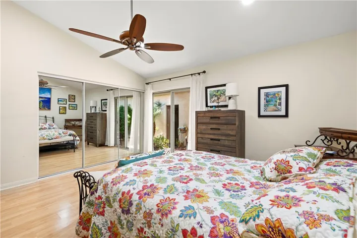 Primary bedroom opens to patio