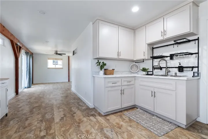 Downstairs kitchen and living area