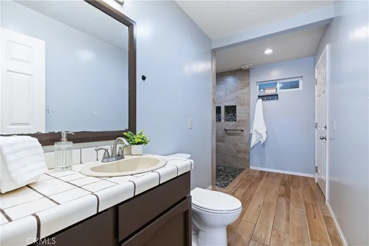 Downstairs bathroom with walk-in shower
