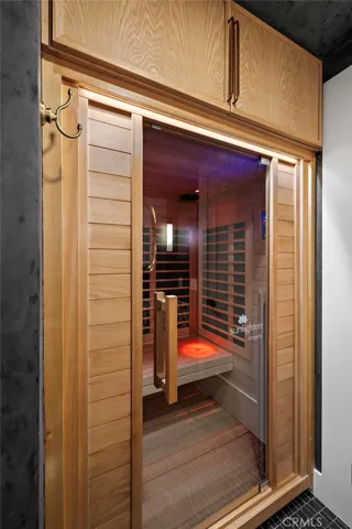 Private sauna in downstairs powder bath