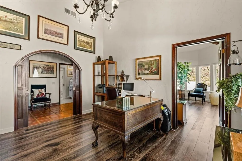 Home Office, Arched Wood Pocket Doors