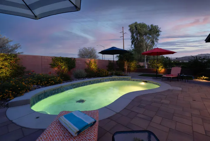 Sundown views of the pool.