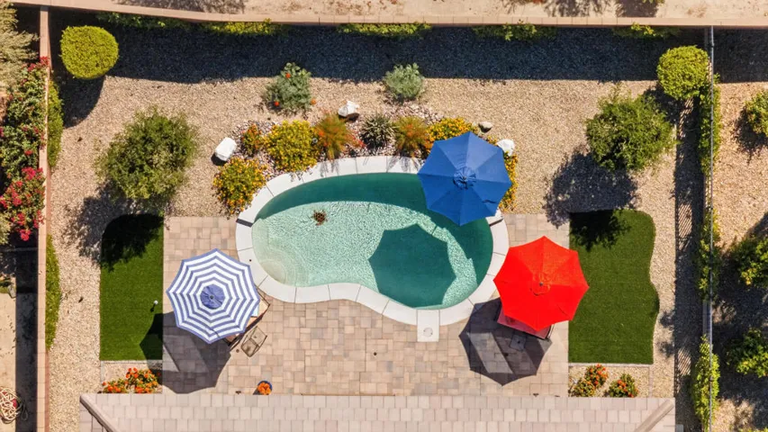 Aerial View of Backyard.