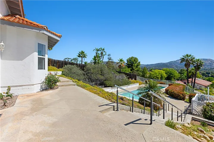 Patio and stairway to the pool areas