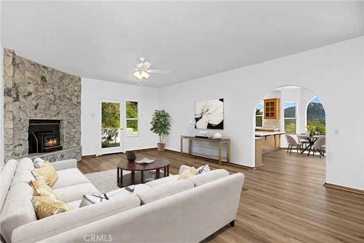 Family room virtually staged with optional furniture placement.