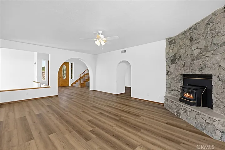 Family room looking toward entry.