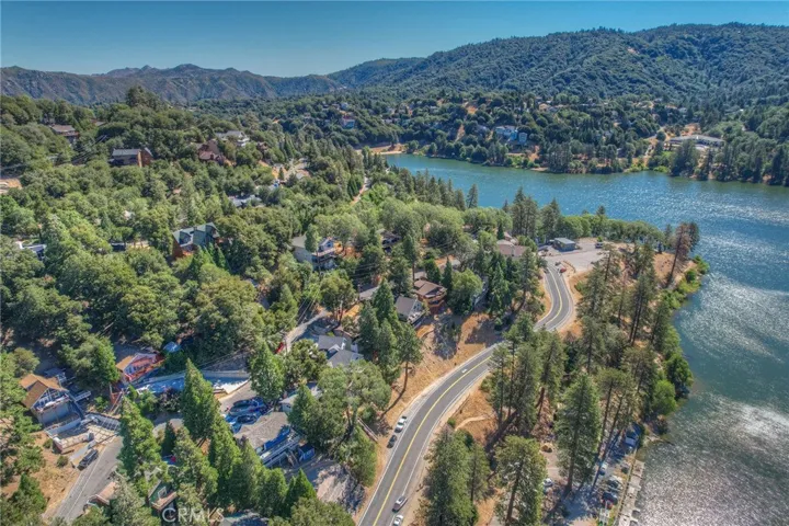 Drone Shot indicating how close to the lake