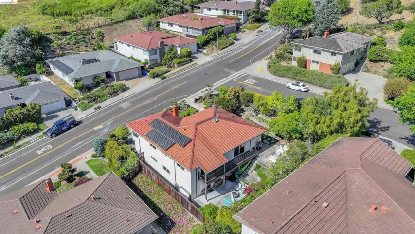Aerial perspective of suburban area