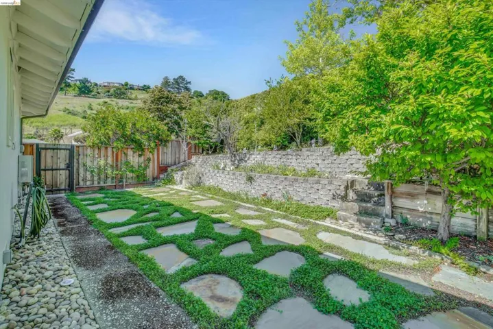 View of fenced backyard
