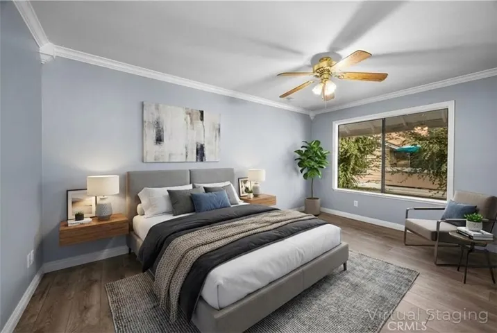 Virtually staged Primary bedroom